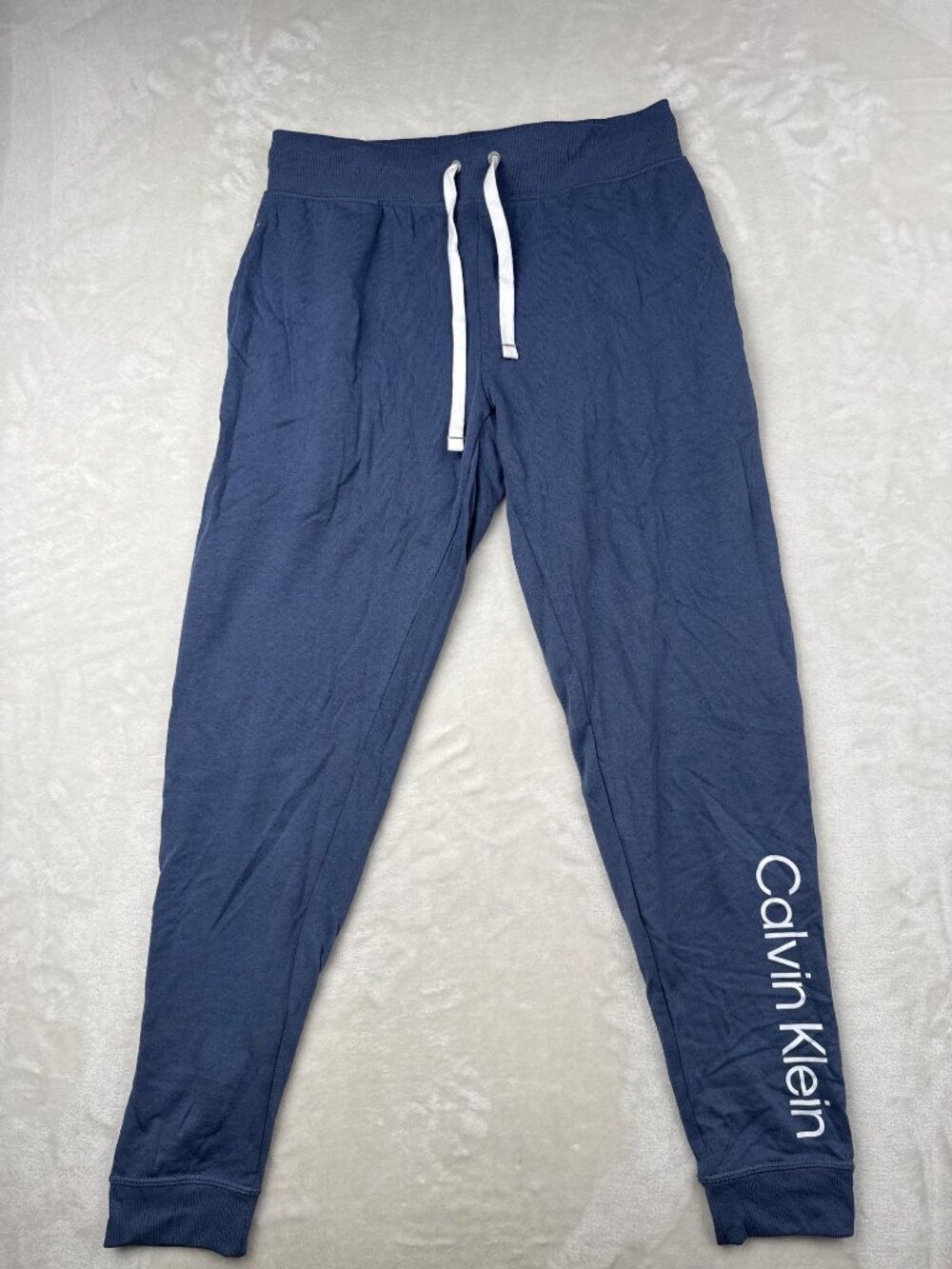 Calvin Klein Womens Sleepwear Joggers Small Blue Cotton Blend Lounge Pants